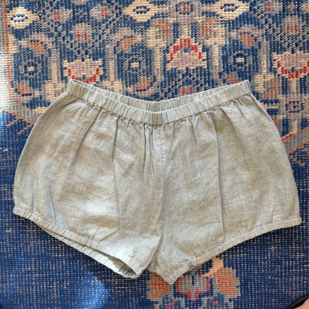 Suzi Kondi Light Blue Linen Bubble Shorts - Picture 4 of 6